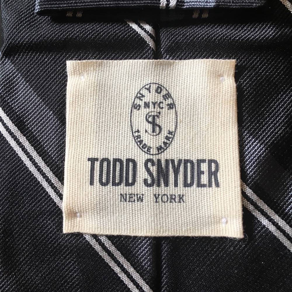 Todd Snyder Black Striped Silk Tie